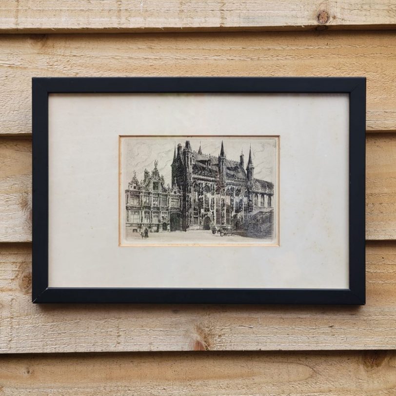 Hotel de Ville etching Skipperlings vintage art